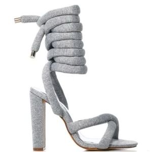 Grey lace up heels
